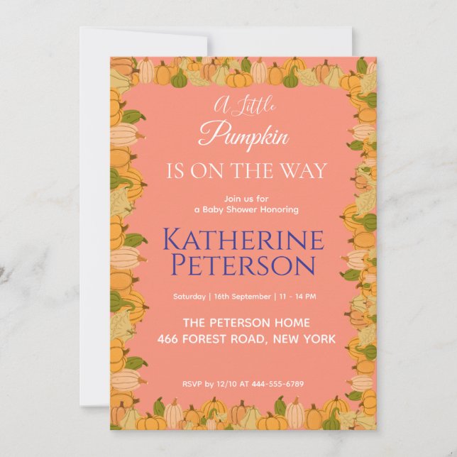 Petite invitation Baby shower Citrouille (Devant)