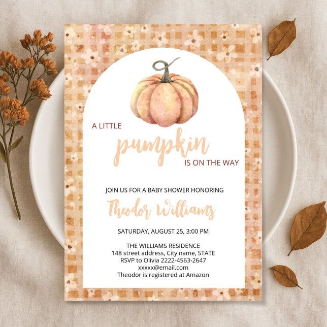 Petite invitation Baby shower Citrouille | Thème a (Little Pumpkin Baby Shower Invitation – Fall Autumn Gender Neutral Invite)