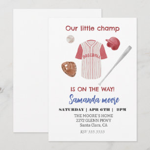 Petite invitation baby shower de baseball champ