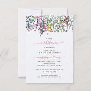Petite invitation Baby shower Fleur sauvage
