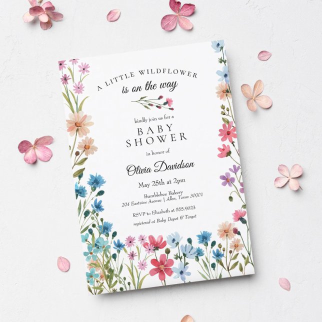 Petite invitation Baby shower Fleur sauvage (Créateur téléchargé)
