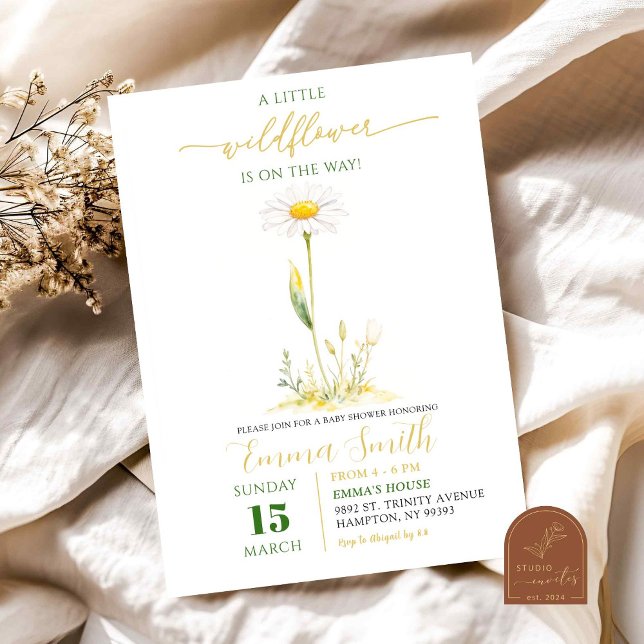 Petite invitation Baby shower Fleur sauvage (Créateur téléchargé)