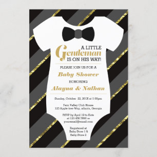 Petite Invitation Baby shower Gentleman, Faux Gold