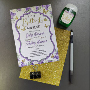 Petite invitation baby shower papillon