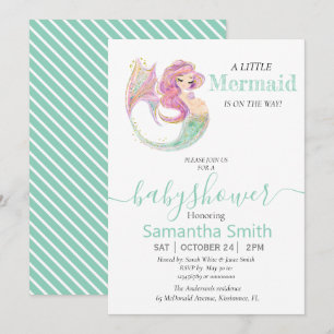 PETITE Invitation Baby shower VERT MERMAID