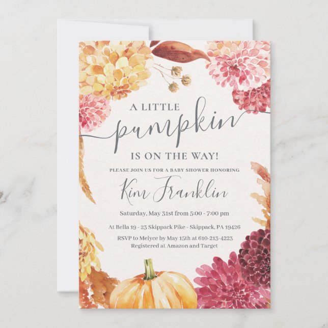 PETITE INVITATION CITROUILLE BABY SHOWER (Devant)