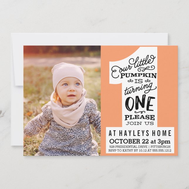 petite invitation d'anniversaire citrouille (Devant)