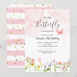 Petite invitation d'anniversaire de fille papillon