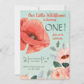 Petite invitation d'anniversaire Fleur sauvage