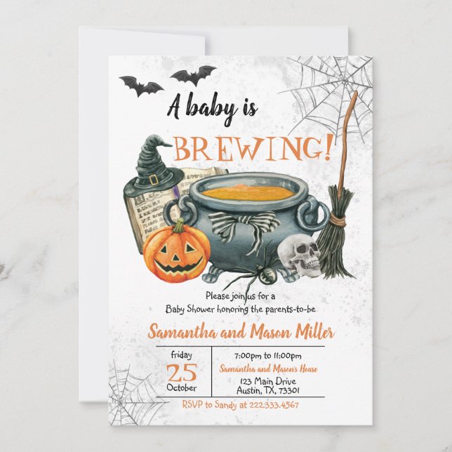 Petite invitation de Baby shower Boo (Devant)