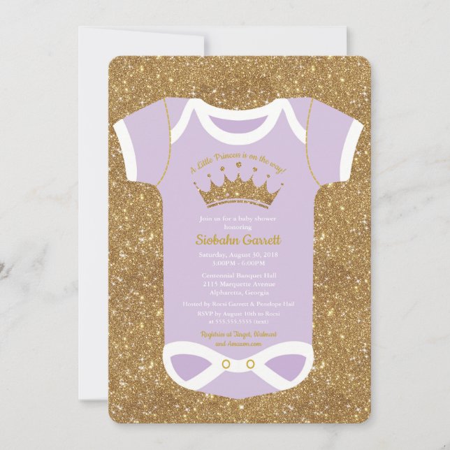 Petite invitation de baby shower de princesse (Devant)