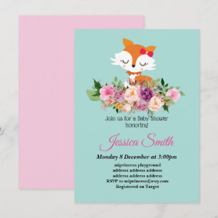 petite invitation de baby shower de renard mignon