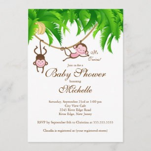 Petite invitation de baby shower de singe de