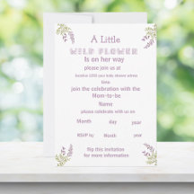 Petite invitation de baby shower fleur sauvage vio