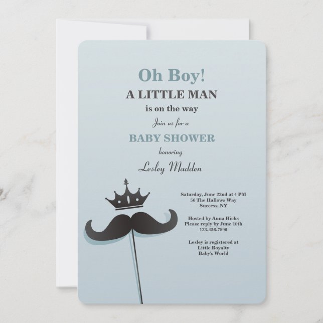 Petite invitation de prince baby shower (Devant)