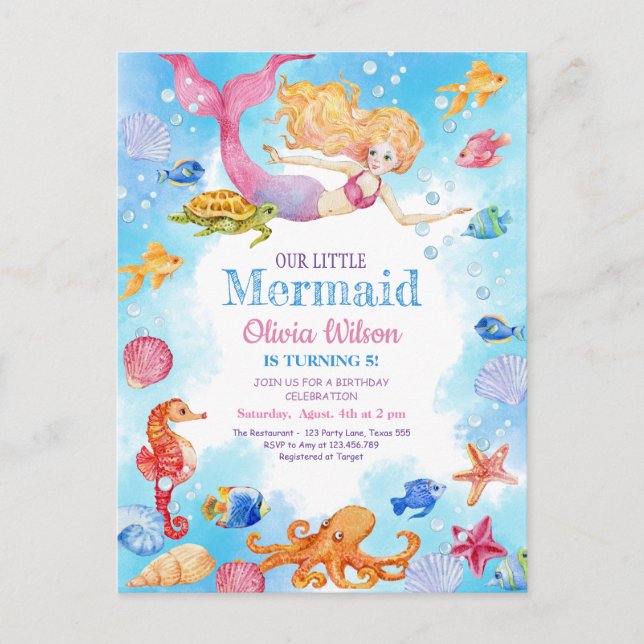 Petite invitation de sirène à l'anniversaire des e (Devant)