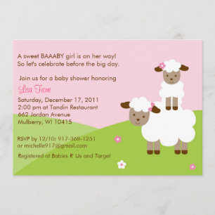 Petite invitation douce de baby shower d'agneau