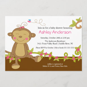 Petite invitation douce de baby shower de singe