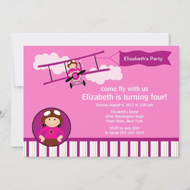 Petite invitation pilote de fête d'anniversaire (Devant)