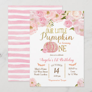 Petite invitation rose d'anniversaire d'automne de