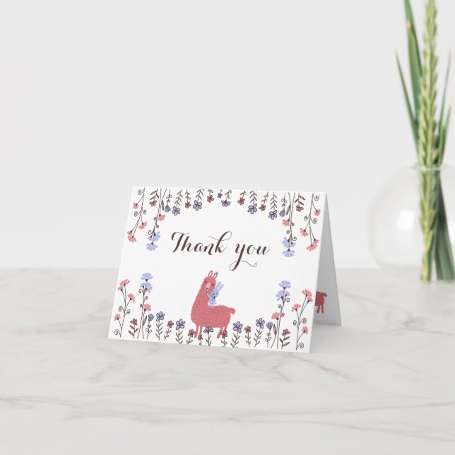 Petite lama Bunny Baby shower sauvage un merci (Devant)