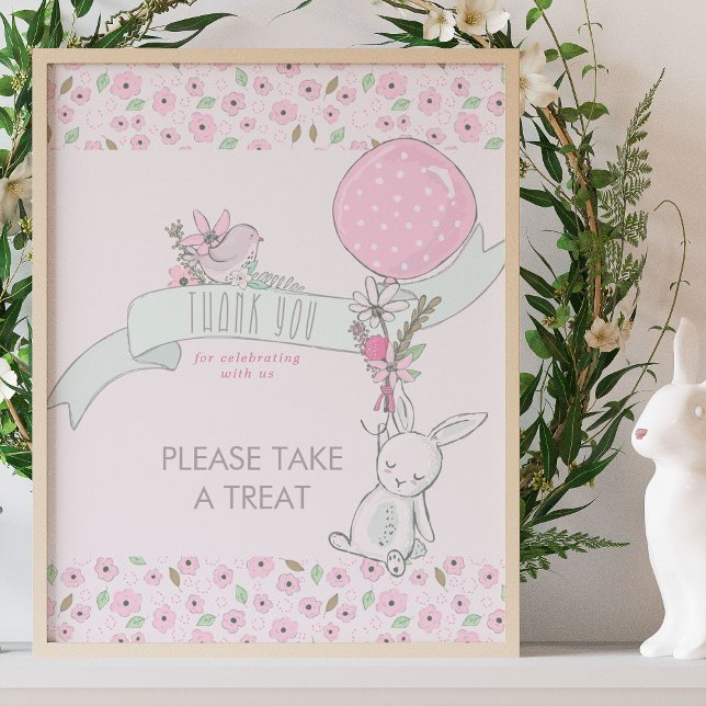 Petite lapin et Baby shower de ballon Affiche de t (Favor Table Poster from my Little Bunny & Balloon Baby Shower collection - buy printed or a download)