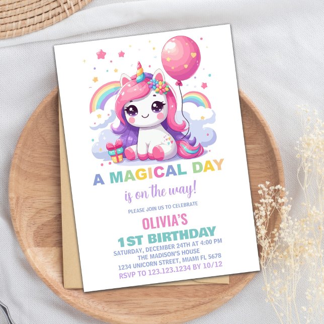 Petite licorne rose Invitations d'anniversaire (Little Pink Unicorn Birthday Invitations)