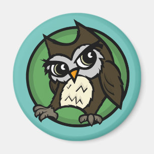 PETITE MAGNET ROND DE STYLE DE CARTOON OWL