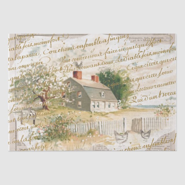 Petite Maison de Plage French Script Decoupage Tissue Paper (Front)