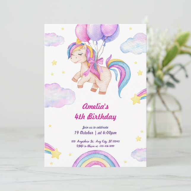 Petite Miss cascadeur rose Invitation d'anniversai (Debout devant)