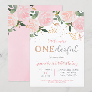 Petite Miss Onederful Invitation d'anniversaire