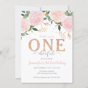 Petite Miss Onederful Invitation d'anniversaire