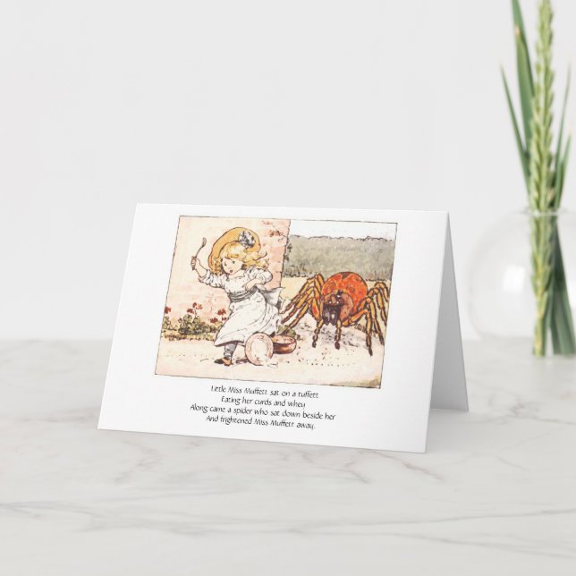 Petite Mlle Muffett et araignée, carte de voeux (Devant)