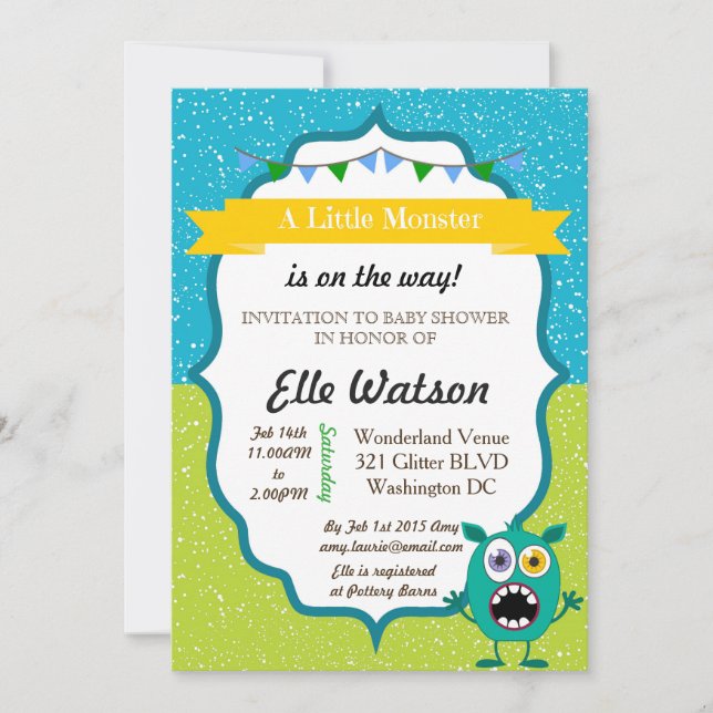 Petite Monster Baby Shower invitations (Devant)