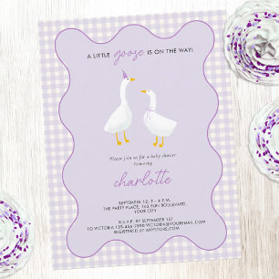 Petite Oie En vichy Lilac Baby shower Invitation