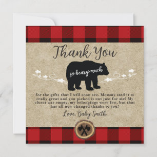 Petite ours Flannelle Lumberjack Carte de remercie