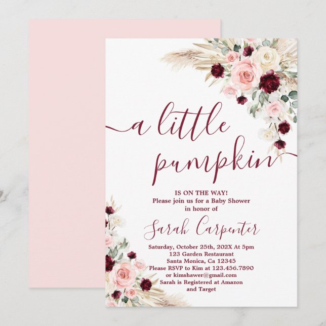 Petite pampa citrouille Baby Show Invitation (Devant / Derrière)