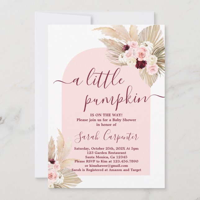 Petite pampa citrouille Baby shower Invitation (Devant)