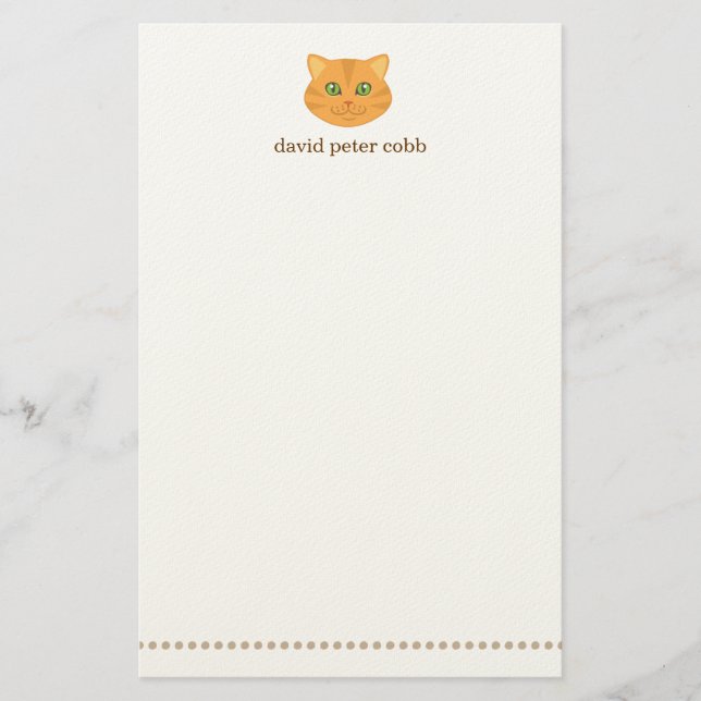 Petite papeterie personnalisée orange de chat (Devant)