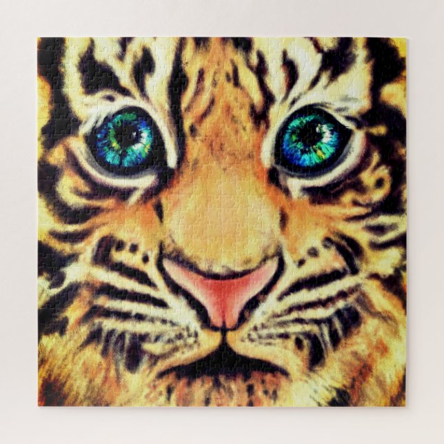 Petite peinture de puzzle de tigre (Vertical)