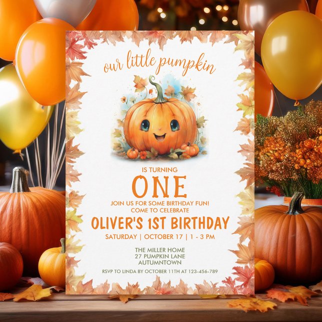 Petite Petite Citrouille Invitation de fête d'anni (Créateur téléchargé)