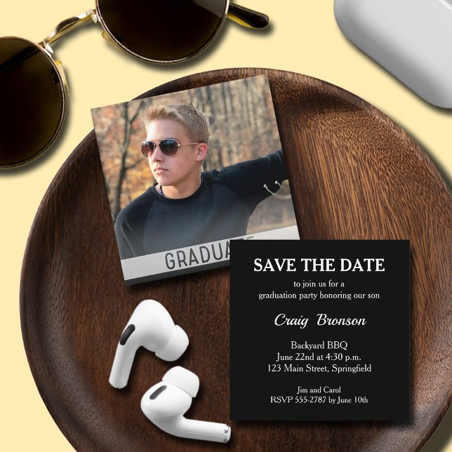 Petite photo de graduation Enregistrer les cartes  (SMALL 2.5" x 2.5" graduation invitations - hand out to friends and family,  put in announcements)