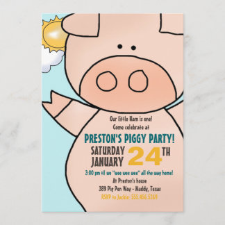 Petite Piggy Anniversaire Fête Invitation