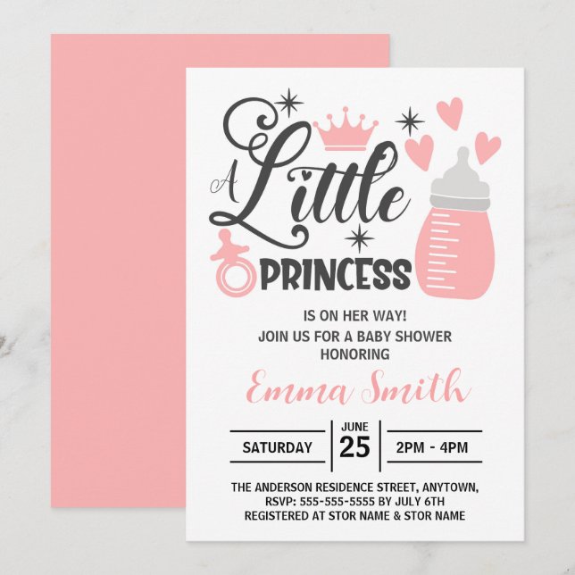 Petite princesse Baby shower Invitation (Devant / Derrière)