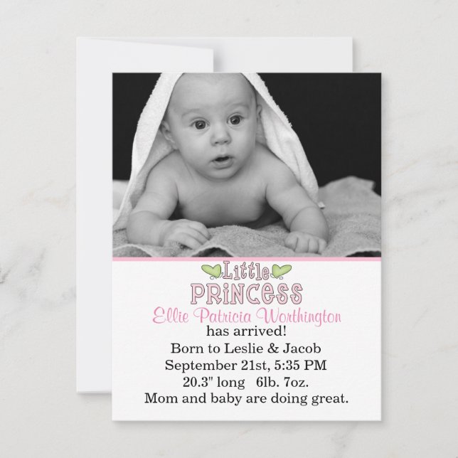 Petite Princesse Bébé Faire-part de naissance fill (Devant)