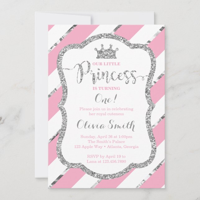 Petite princesse Invitation d'anniversaire Pink &  (Devant)