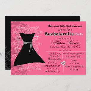 Petite robe noire bachelorette invitation
