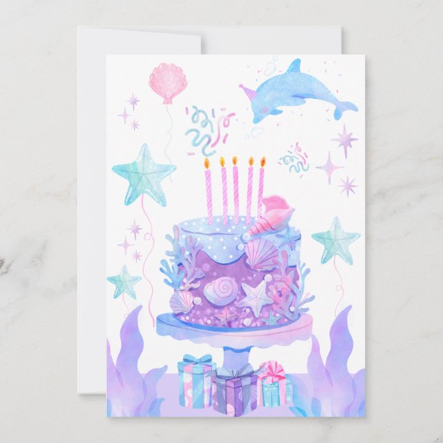 Petite Sirène sous la mer Invitation d'anniversair (Dos)
