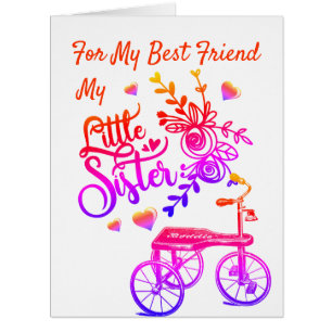 Petite sœur pour toujours amie tricycle floral