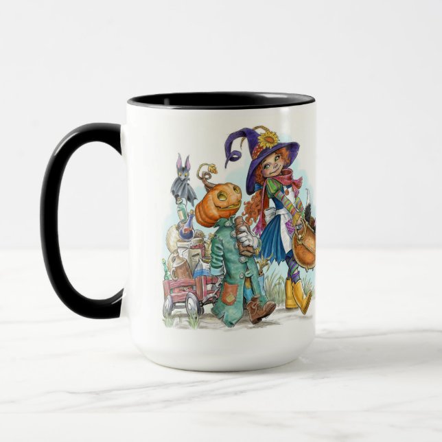 Petite sorcière Folksy mignonne Halloween café Mug (Gauche)